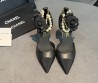 Женские комбинированные туфли Chanel черные каблук 9 см 2026