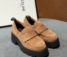 Женские замшевые лоферы Celine на платформе коричневые 2026