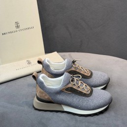 Женские текстильные кроссовки Brunello Cucinelli голубые 2026