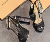 Женские комбинированные босоножки Gianvito Rossi Rania Platform Sandal черные со стразами каблук 11,5 см 2026