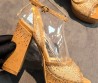 Женские комбинированные босоножки Gianvito Rossi Rania Platform Sandal бежевые со стразами каблук 11,5 см 2026