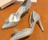 Женские кожаные туфли Jimmy Choo серебристые в стразах каблук 10 см 2026
