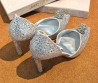 Женские кожаные туфли Jimmy Choo серебристые в стразах каблук 10 см 2026