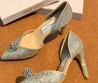 Женские кожаные туфли Jimmy Choo бежевые в стразах каблук 10 см 2026