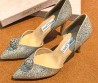 Женские кожаные туфли Jimmy Choo бежевые в стразах каблук 10 см 2026