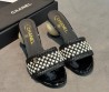 Женские кожаные мюли Chanel черные с белым каблук 7 см 2026
