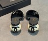 Женские кожаные мюли Chanel черные с белым каблук 7 см 2026