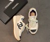 Женские комбинированные кроссовки Chanel белые с бежевым 2026