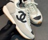 Женские комбинированные кроссовки Chanel белые с бежевым 2026