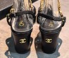Женские кожаные босоножки Chanel черные каблук 6,5 см 2026