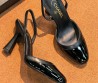 Женские кожаные туфли Chanel черные с лакированным носом каблук 8,5 см 2026