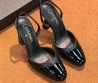 Женские кожаные туфли Chanel черные с лакированным носом каблук 8,5 см 2026