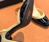Женские кожаные туфли Chanel бежевые с черным лакированным носом каблук 8,5 см 2026