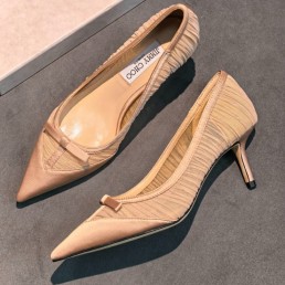 Женские текстильные туфли Jimmy Choo бежевые каблук 6 см 2026
