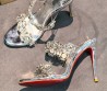 Женские комбинированные босоножки Christian Louboutin серебристые со стразами каблук 10 см 2026