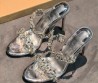 Женские комбинированные босоножки Christian Louboutin серебристые со стразами каблук 10 см 2026