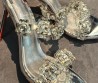 Женские комбинированные босоножки Christian Louboutin серебристые со стразами каблук 10 см 2026