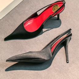 Женские атласные туфли Saint Laurent черные 2026