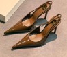 Женские кожаные лакированные туфли Saint Laurent коричневые 2026
