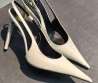 Женские кожаные лакированные туфли Saint Laurent белые 2026