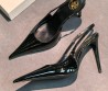 Женские кожаные лакированные туфли Saint Laurent черные 2026