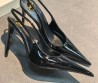 Женские кожаные лакированные туфли Saint Laurent черные 2026
