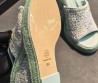Женские комбинированные босоножки Chanel голубые на платформе 10 см 2026