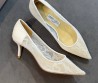 Женские текстильные туфли Jimmy Choo белые кружевные каблук 7,5 см 2026