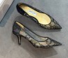Женские текстильные туфли Jimmy Choo черные кружевные каблук 7,5 см 2026