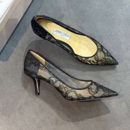 Женские текстильные туфли Jimmy Choo черные кружевные каблук 7,5 см 2026