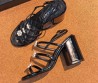 Женские кожаные босоножки Chanel черные со стразами 2026