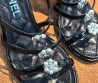 Женские кожаные босоножки Chanel черные со стразами 2026