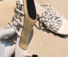 Женские кожаные мюли Loewe белые каблук 5 см 2026
