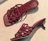 Женские кожаные мюли Loewe бордовые каблук 5 см 2026