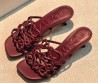 Женские кожаные мюли Loewe бордовые каблук 5 см 2026