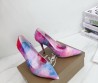 Женские кожаные туфли с камушками Christian Louboutin розовые с голубым каблук 10 см 2026