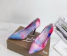 Женские кожаные туфли с камушками Christian Louboutin розовые с голубым каблук 10 см 2026