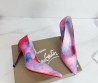 Женские кожаные туфли с камушками Christian Louboutin розовые с голубым каблук 10 см 2026