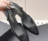 Женские кожаные туфли Chanel черные с атласным носом каблук 6 см 2026