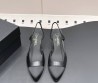 Женские кожаные туфли Chanel черные с атласным носом каблук 6 см 2026
