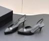 Женские кожаные туфли Chanel черные с атласным носом каблук 6 см 2026