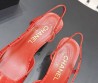 Женские кожаные туфли Chanel красные с белым носом каблук 6 см 2026