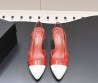 Женские кожаные туфли Chanel красные с белым носом каблук 6 см 2026