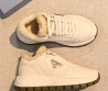 Женские кожаные кроссовки с мехом Prada белые 2026