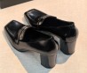 Женские кожаные туфли Chanel черные глянцевые каблук 7 см 2026