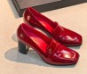 Женские кожаные туфли Chanel красные глянцевые каблук 7 см 2026