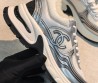 Женские комбинированные кроссовки с мехом Chanel белые с серебристым на платформе 5 см 2026