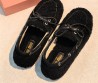 Женские меховые мокасины Miu Miu черные 2026