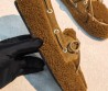 Женские меховые мокасины Miu Miu коричневые 2026