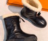 Женские кожаные сапоги с мехом Hermes черные 2026